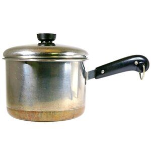Revere Ware 1801 3 Qt Saucepan with Lid and Double Boiler Insert Pre 1968
